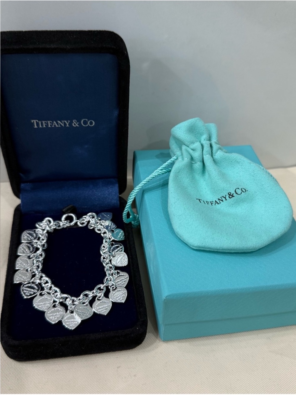 Tiffany & Co. Silver Heart Charm Ring - Turquoise Accents